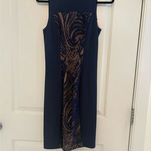 EUC- BCBGMaxAzria Navy and Nude Dress, S (& stretch)